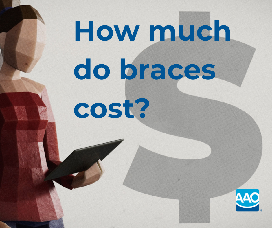 Image of an animated women researching the cost of braces on an ipad